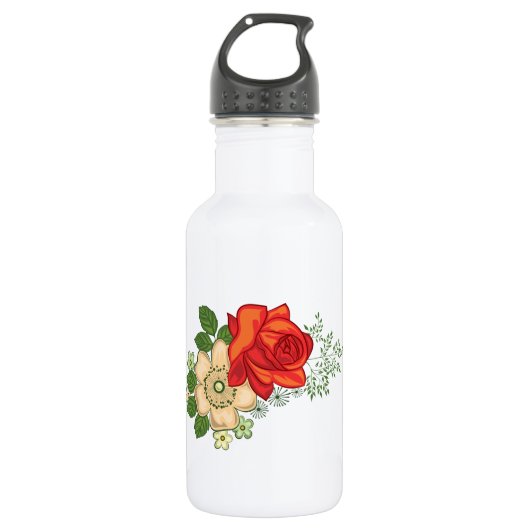 Red Rose en Daisies Waterfles (Voorkant)