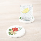 Red Rose en Daisies Zandsteen Onderzetter (Zijkant)