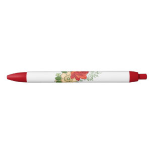 Red Rose en Daisies Zwarte Inkt Pen
