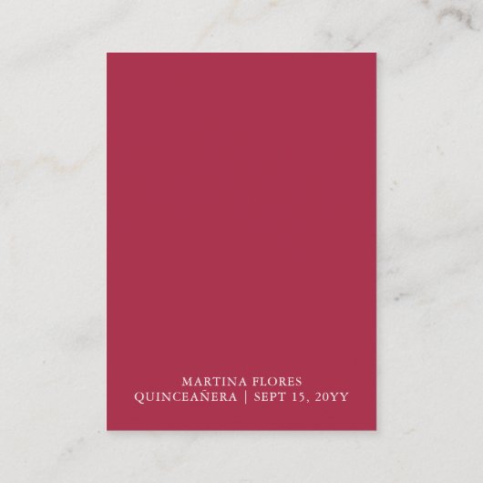 Red Rose en Eucalyptus Aangepaste Ontvangst Detail Informatiekaartje (Achterkant)