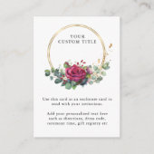 Red Rose en Eucalyptus Aangepaste Ontvangst Detail Informatiekaartje (Voorkant)