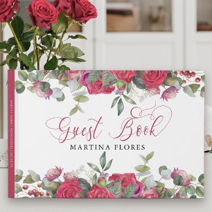 Red Rose en Eucalyptus Elegant Bloemen Gastenboek