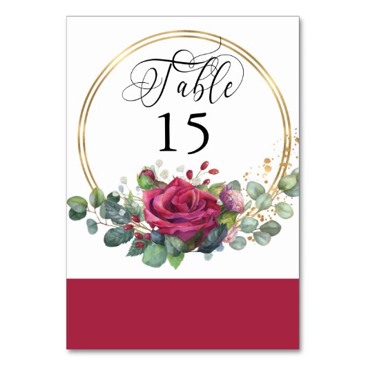 Red Rose en Eucalyptus Goud Lijst Kaart (Voorkant)