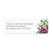 Red Rose en Eucalyptus Simple Wedding Envelope Etiket (Voorkant)