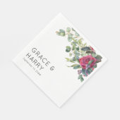 Red Rose en Eucalyptus Wedding Napkins Servet (Hoek)