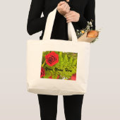Red Rose en Fern *personalize* BAG Grote Tote Bag (Voorkant (product))