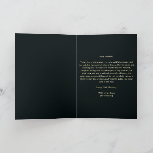 Red Rose en Gold Scrollwork Nummer 60ste Verjaarda Kaart (Binnen)