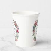 Red Rose en Holly 100e verjaardag Elegant Papieren Bekers (Rechts)