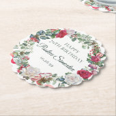 Red Rose en Holly 70e verjaardag Elegant Kartonnen Onderzetters (Gekanteld)