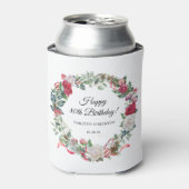 Red Rose en Holly 80ste verjaardag Elegant Blikjeskoeler (Blikje Voorkant)