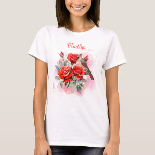 Red Rose en kardinaal gepersonaliseerd T-shirt