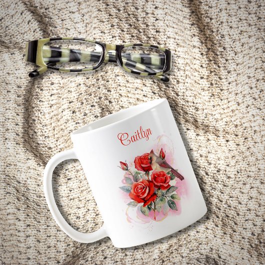 Red Rose en kardinaal gepersonaliseerde koffie Mok