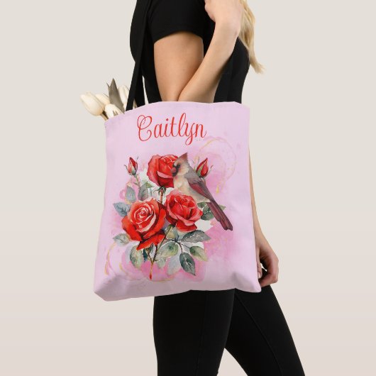 Red Rose en kardinaal Tote Bag (Dichtbij)
