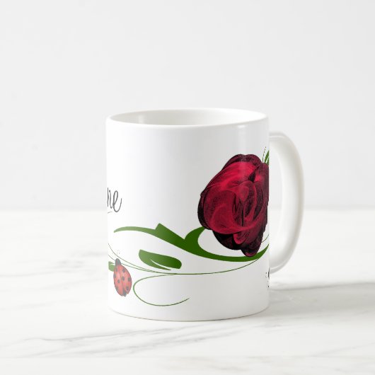 Red Rose en Ladybugs Coffee/Tea Mok (Voorkant rechts)