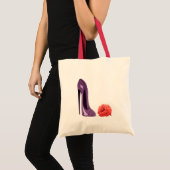 Red Rose en Lila Stiletto Shoe Bag Tote Bag (Voorkant (product))