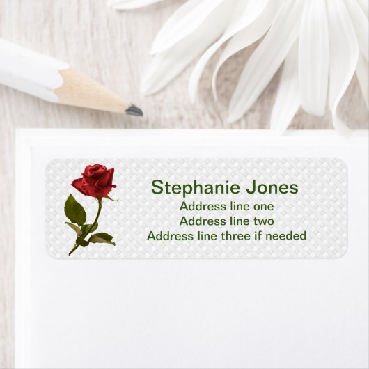 Red Rose en Stem - Floral Photography Etiket (Insitu)