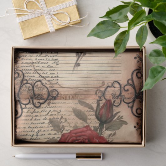 Red Rose Ephemera Tissuepapier (Geschenk)