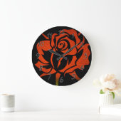 Red Rose Etching on Black Grote Klok (Huis)