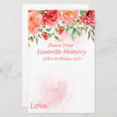 Red Rose Favorite Memory of the Birthday Girl (Voorkant / Achterkant)