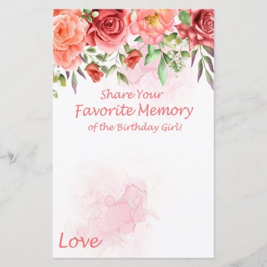 Red Rose Favorite Memory of the Birthday Girl (Voorkant)