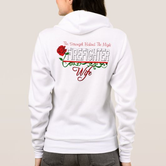 Red Rose FIREFIGHTER WIFE Zip Fleece Sweatshirt (Achterkant)