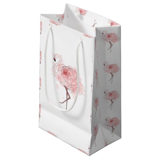 Red Rose Flamingo Klein Cadeauzakje (Voorkant Gekanteld)