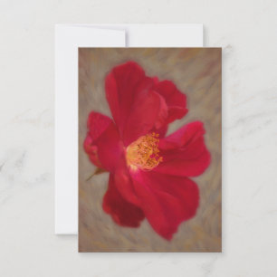 Red Rose Floral Art Flat Note Kaart
