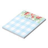 Red Rose Floral Blue Buffalo Spelling Script Monog Notitieblok (Linkerzijde)