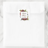 Red Rose Floral Bouquet Wedding Vierkante Sticker (Tas)