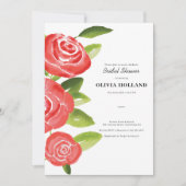 Red Rose Floral Bridal Shower Kaart (Voorkant)