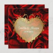 Red Rose Floral bruiloft uitnodiging (Voorkant / Achterkant)