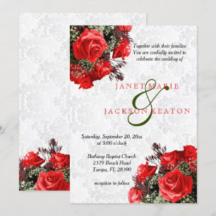 Red Rose Floral bruiloft uitnodiging