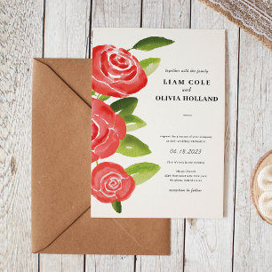 Red Rose Floral bruiloft uitnodiging