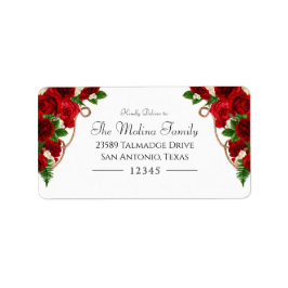 Red Rose Floral Charro Quinceanera Adres Etiket