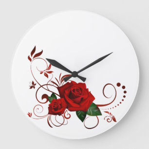 Red Rose Floral Clock Grote Klok