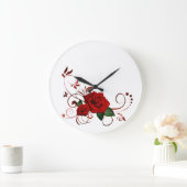 Red Rose Floral Clock Grote Klok (Huis)
