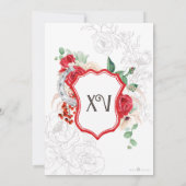 Red Rose Floral Crest Elegant Charro Quince Años I Kaart (Achterkant)