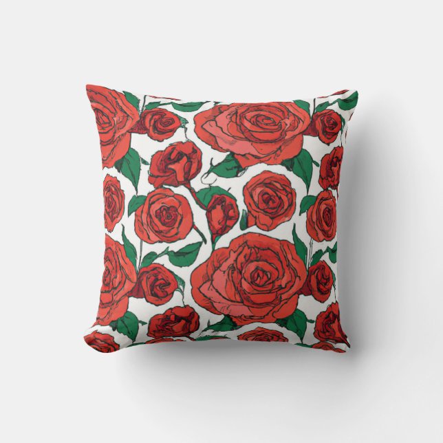 Red Rose Floral Design #1 Sierkussen (Voorkant)
