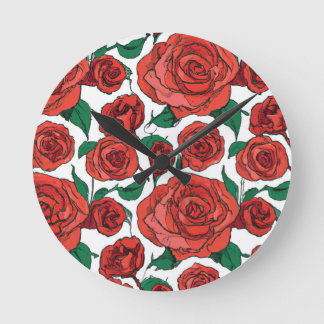 Red Rose Floral Design #1 Sierkussen Ronde Klok