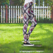 Red Rose Floral Ephemera Leggings