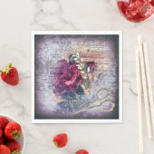 Red Rose Floral Ephemera ontkoppeling Servet (Insitu)