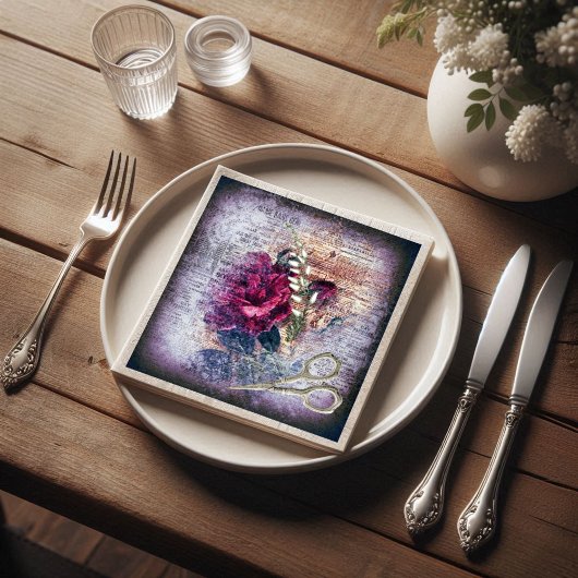 Red Rose Floral Ephemera ontkoppeling Servet