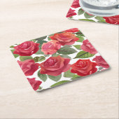 Red Rose Floral formele bruiloft Kartonnen Onderzetters (Schuin)