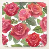 Red Rose Floral formele bruiloft Kartonnen Onderzetters (Voorkant)