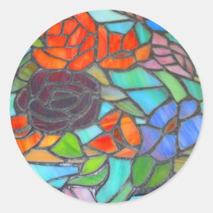 Red Rose Floral Glas in lood Sticker
