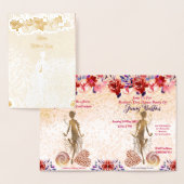 Red Rose Floral Heart Moederdag Dance Party Gold Folie Kaarten (Display)