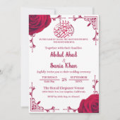 Red Rose Floral Islamitische Moslim Bruiloft Kaart (Voorkant)