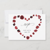 Red Rose Floral & Lips Heart w Meal RSVP (Voorkant)