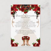 Red Rose Floral Mariachi Charro Quinceanera Info Informatiekaartje (Voorkant)