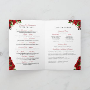 Red Rose Floral Mariachi Charro Quinceanera Programma
